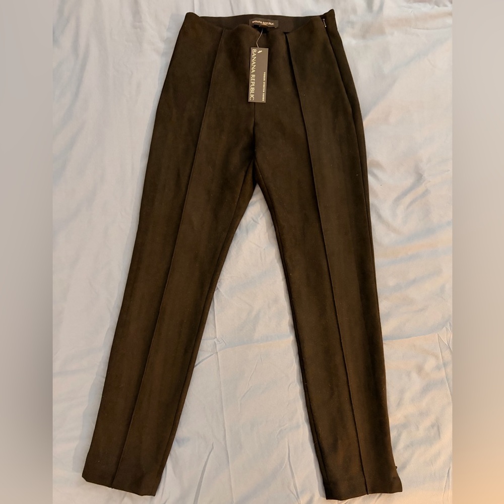 Banana Republic Women Petite Suede Black Pants